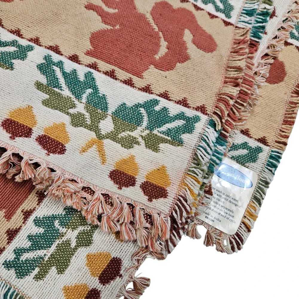 The American Home Collection‎ Autumn Squirrel Acorn Leaf Placemats Set 4 Cottage